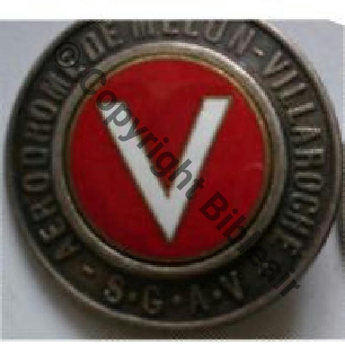 MELUN VILLAROCHE NH SGAV CEV Badge V Rouge  AB.P 2Anneaux Dos lisse Sc.milo59ds 12EurInv 